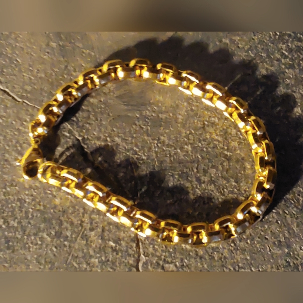 MEN'S MASCULINE GOLD BOX CHAIN BRACELET